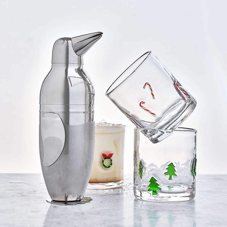 Candy Canes Double Old-Fashioned Christmas Glass + Reviews | Crate & Barrel | Crate & Barrel