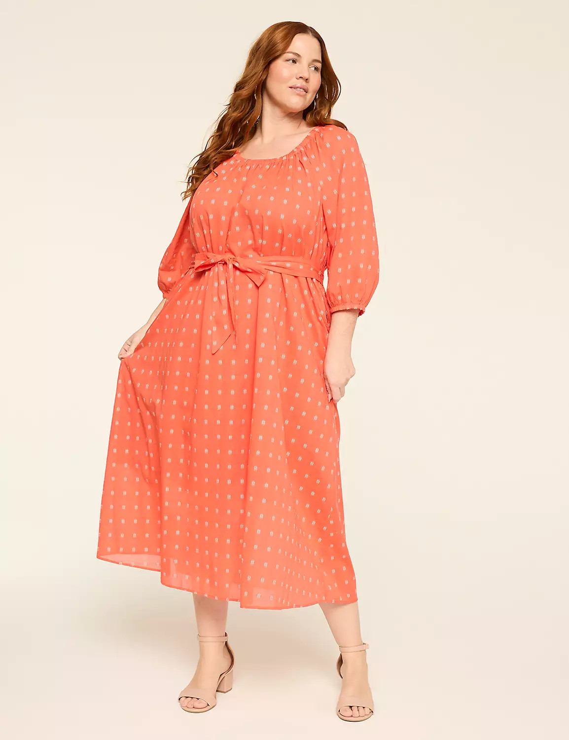 Long-Sleeve Tie Waist Maxi Dress | Lane Bryant (US)