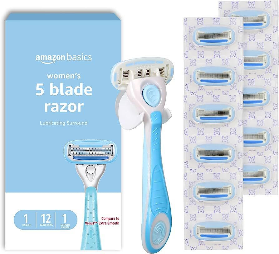 Amazon Basics 5-Blade Razor for Women, Handle, 12 Cartridges & Shower Hanger, Fit Handles only, 1... | Amazon (US)