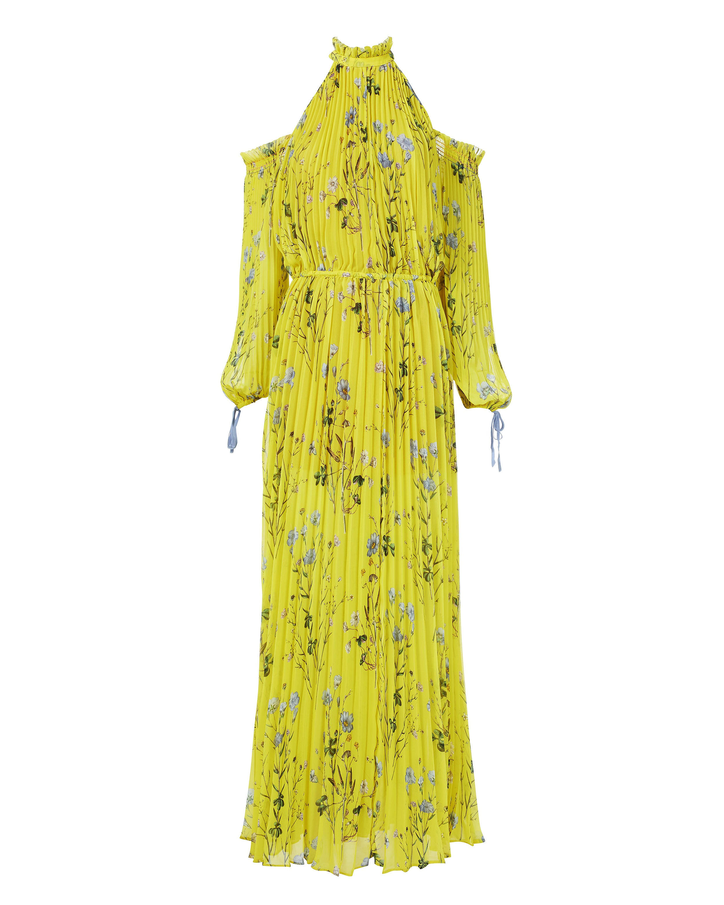 Self-Portrait Floral-Printed Cold Shoulder Maxi Dress Yellow S | Intermix