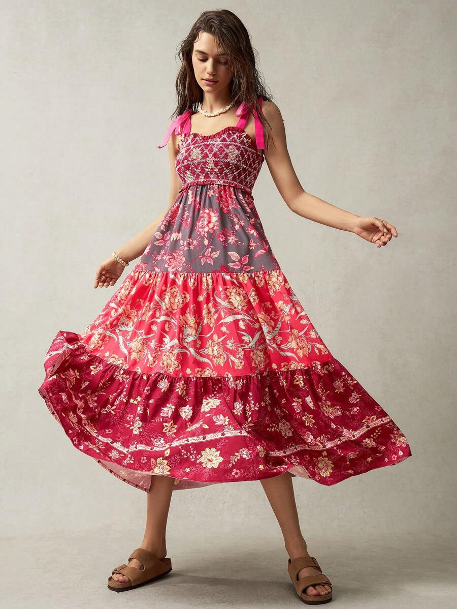 Bohemela Vacation Pink Floral Print Women's Dress | SHEIN