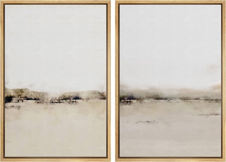 Color-Banner Framed Canvas Print Wall Art Set Tan Gray Watercolor Abstract Landscape Nature Wilde... | Amazon (US)