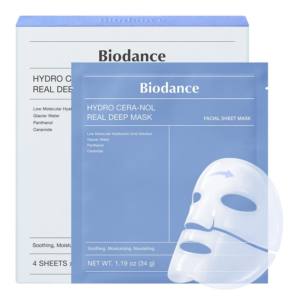 BIODANCE Hydro Cera-nol Real Deep Mask, Overnight Hydrogel Mask, Soothing, Moisturizing, Nourishing, 1.19oz(34g) x 4ea | Amazon (US)