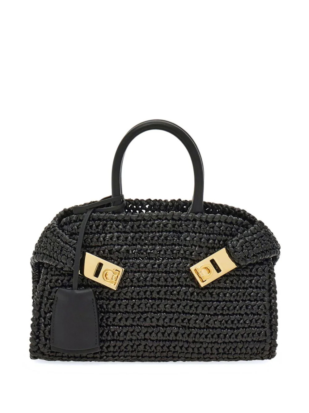 Ferragamo Hug raffia mini bag - Black | Farfetch Global
