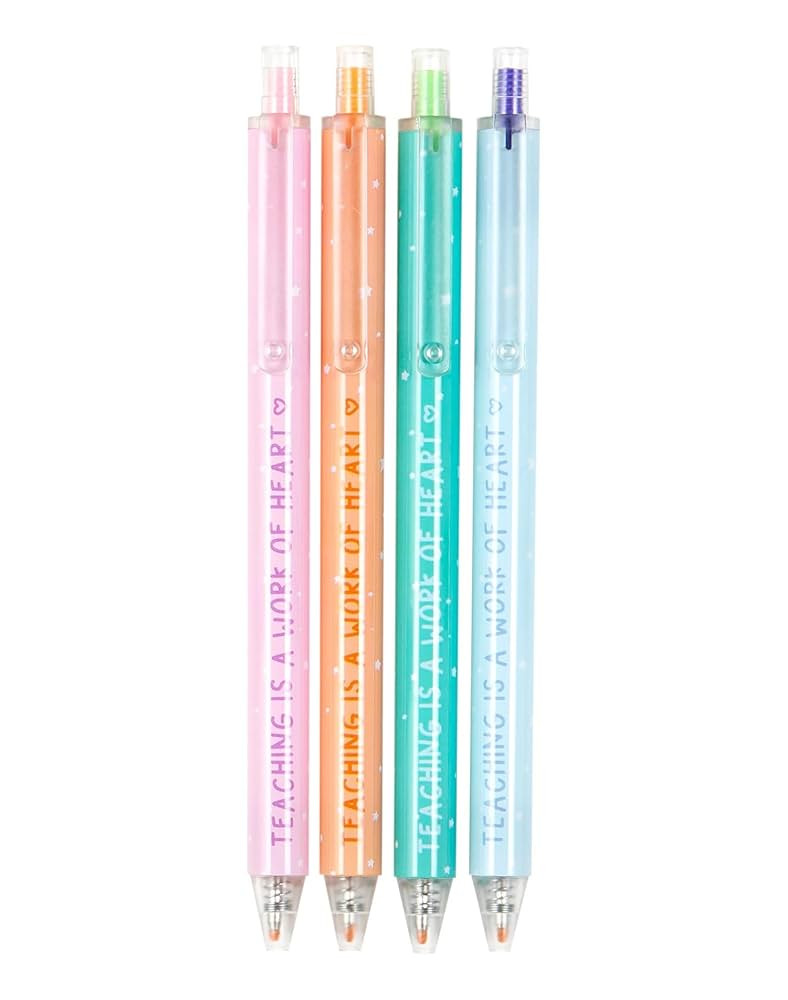Teaching is a Work of Heart Gel Pen Set, Gel Pens for Journaling, Set of 4 Click-Style Colored Pe... | Amazon (US)