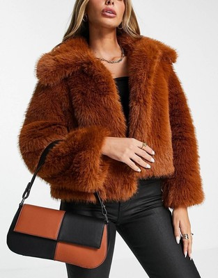 New with tags  Top Shop thick luxurious chestnut rust brown faux fur jacket 10  | eBay | eBay UK