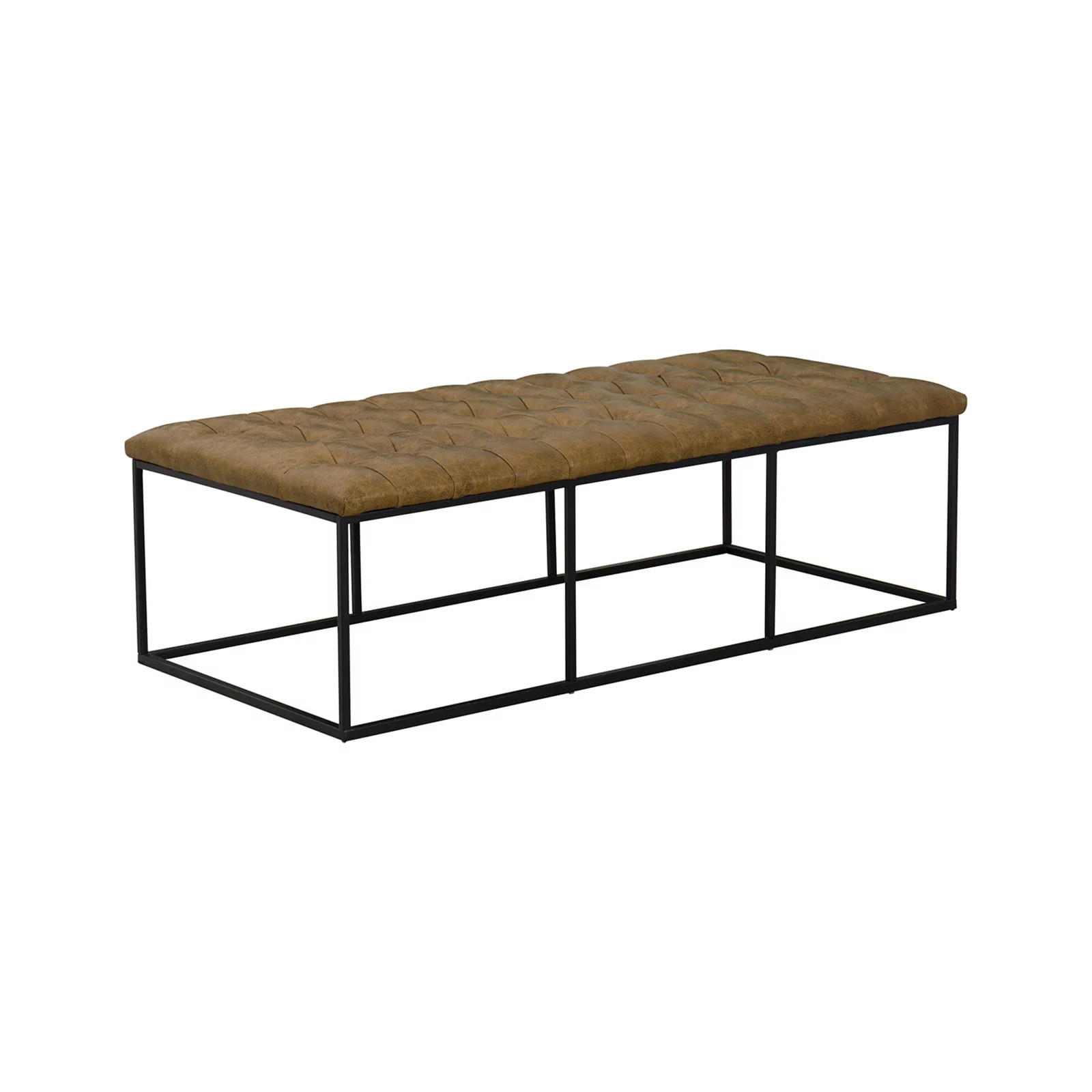 HomePop Draper Brown Faux Leather Large Ottoman with Button Tufting, Light Brown | Kohl's