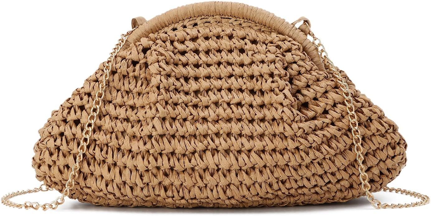 KUANG! Clutch Handbag for Women Woven Straw Dumpling Bag Summer Beach Clutch Crossbody Purses | Amazon (US)
