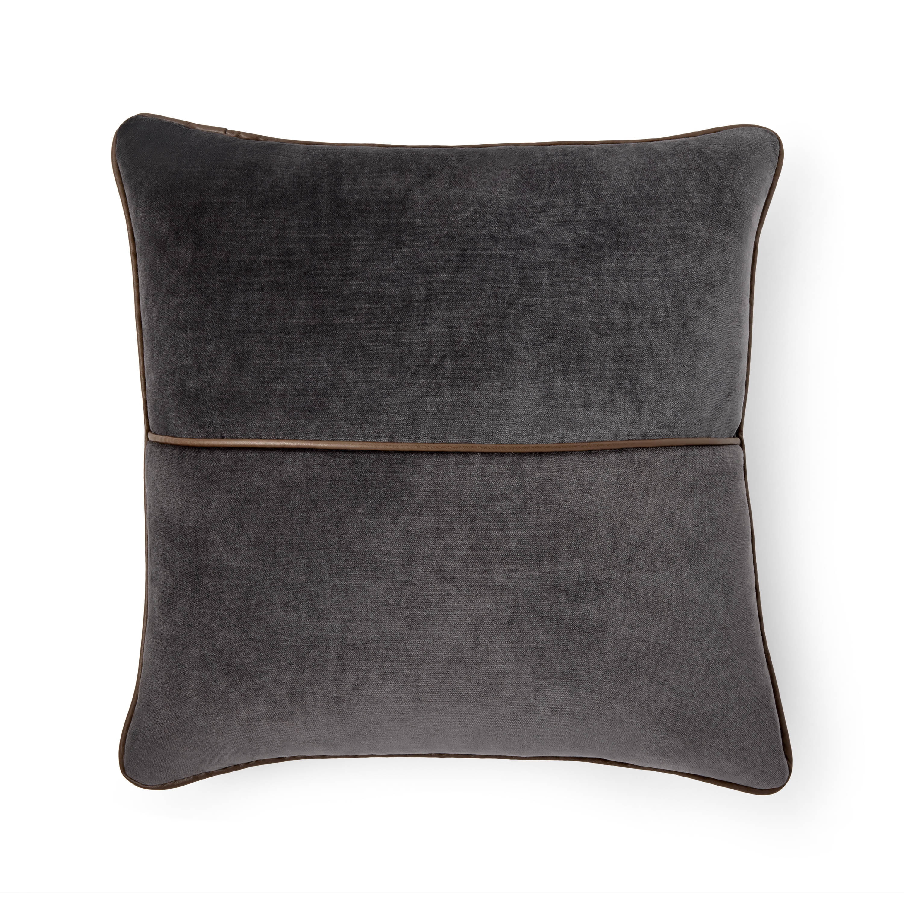 Mainstays 18" x 18" Black Velvet With Faux Leather Trim Polyester Decorative Pillow | Walmart (US)