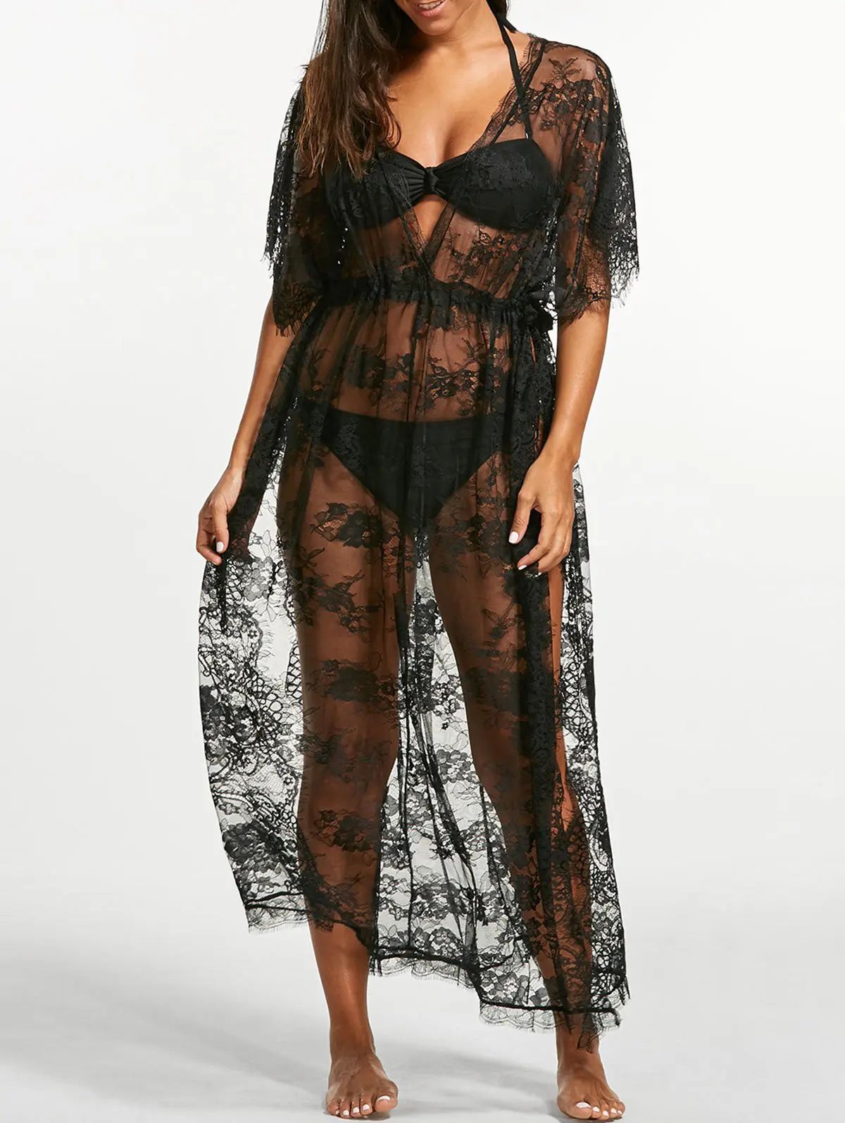 Sheer Lace Maxi Cover Up Dress for Beach | Rosegal US