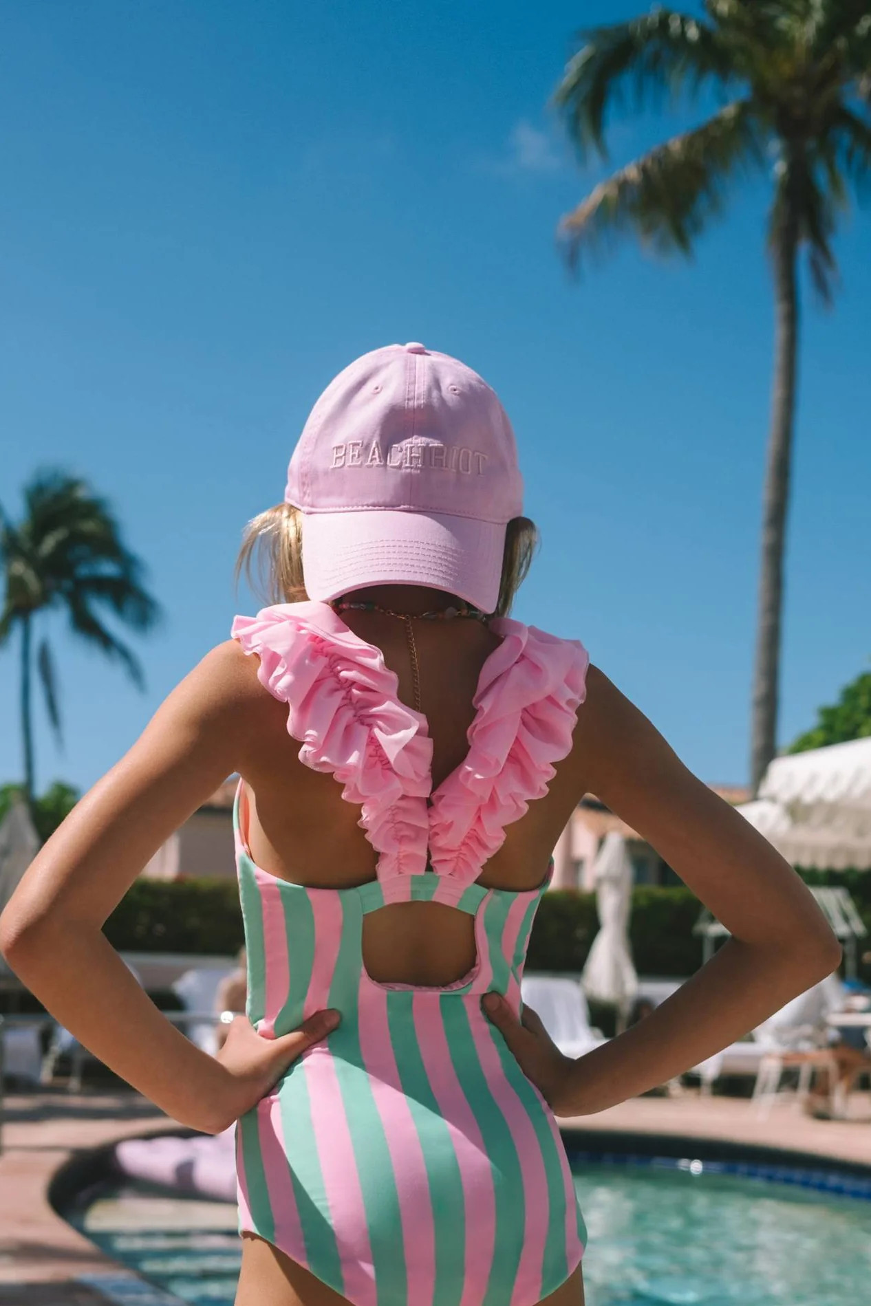 Little Aurelie One Piece Cotton Candy Stripe | Girls Striped One Piece Swimsuit | Beach Riot | Beach Riot