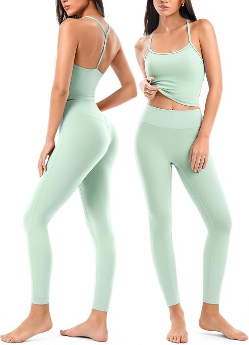 Matching Workout Sets for Women,Breathable Sport Bras & Seamless Leggings,2 Piece ActiveWear Outf... | Amazon (US)