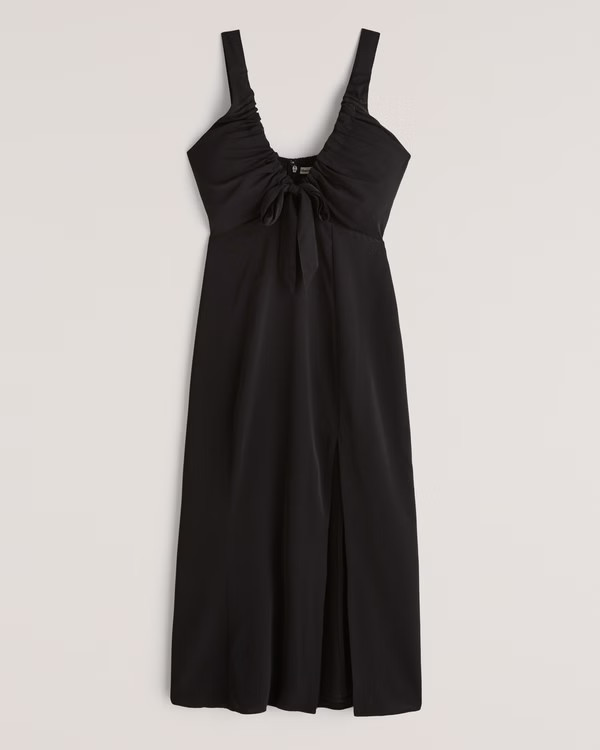 Cinched Neck Slip Midi Dress | Abercrombie & Fitch (US)