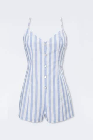 Striped Linen-Blend Romper | Forever 21 (US)