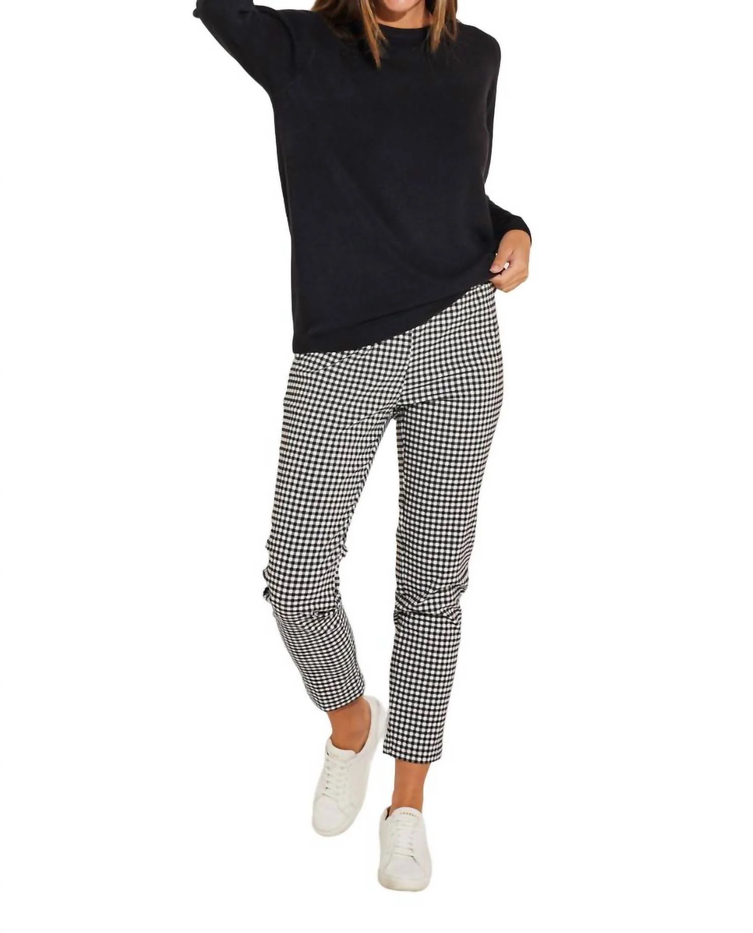 Mini Check Print Pants In Black/white | Shop Simon