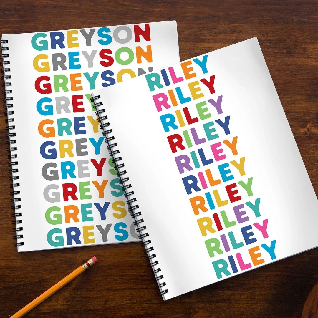 Vibrant Name Personalized Large Notebooks, Gifts for Kids, Personalized Gifts for Kids, Back to S... | Etsy (US)