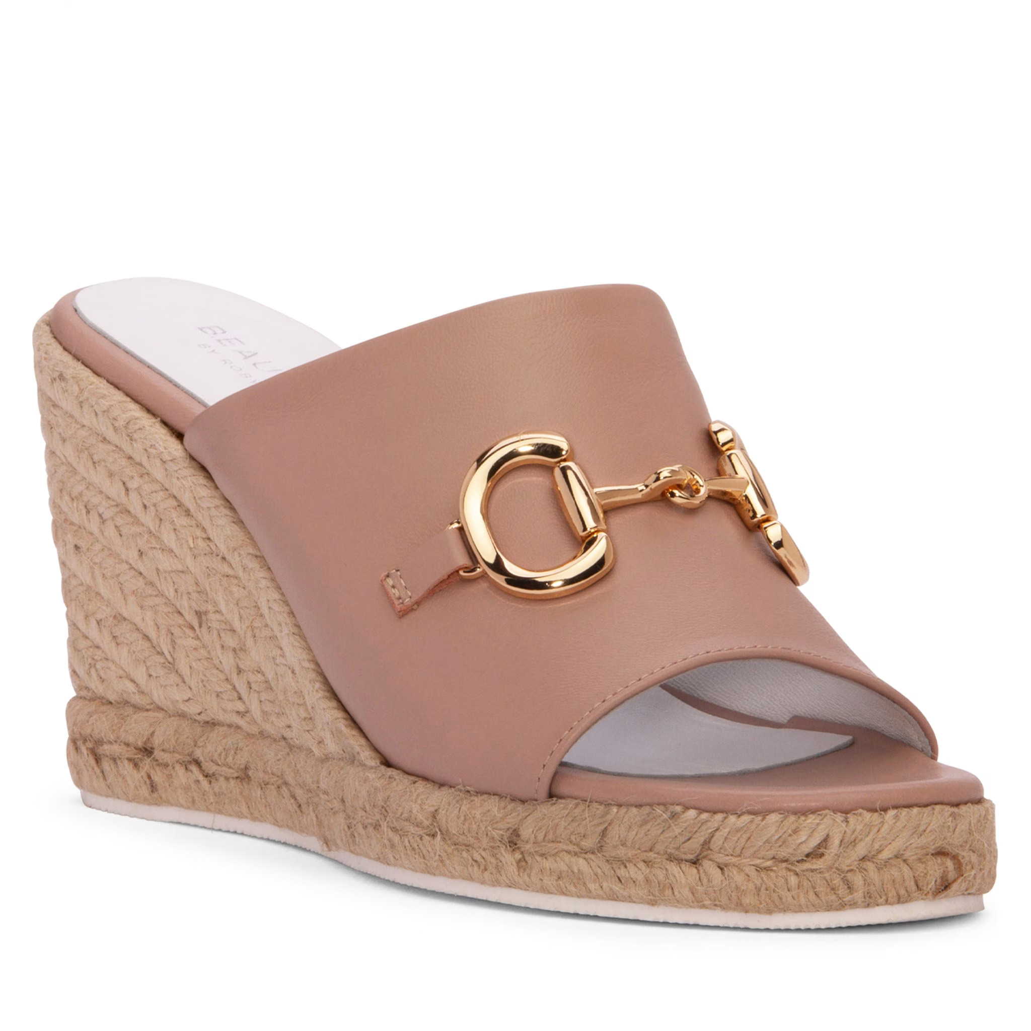 Norma Dusty Pink Rose Dressy Work Comfortable Wedge Leather Sandal | Wolf & Badger