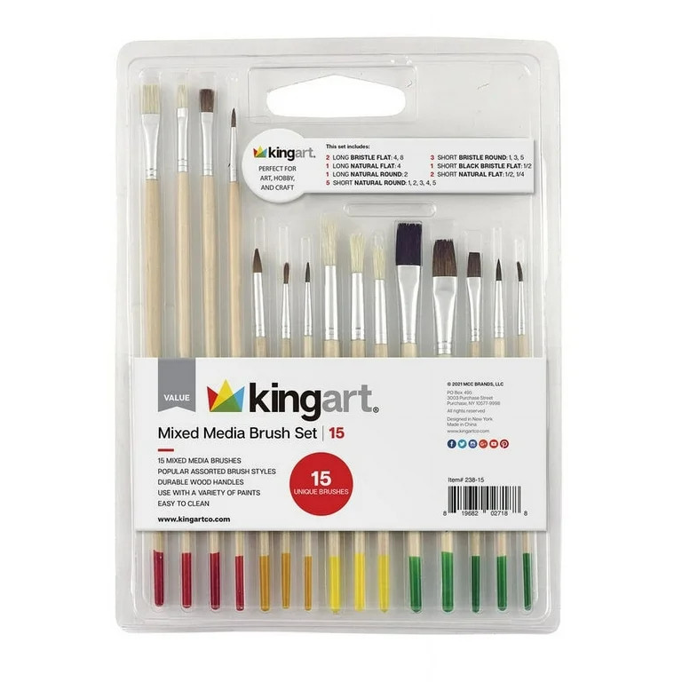 KINGART Value Pack All-Purpose Brush Set for Art, 15-Pack | Walmart (US)