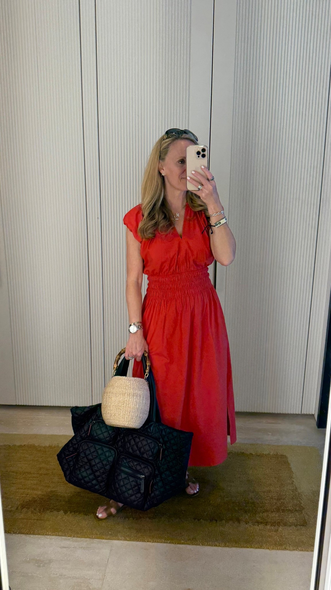 Favorite Travel look for a tropical destination or long haul flight
The Brochu Walker signature fabric is perfection for Travel days and packing.
This is the Mia dress in red. I also have it in black it on our flight to Italy and arrived looking perfect. Fits true to size I’m 5‘2“ tall for length reference. 

Also, this is the new MZ Wallace deluxe tote. I love all of the exterior pockets for organization! 

#LTKOver40 #LTKTravel #LTKootd