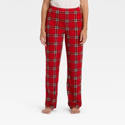 Women's Plaid Microfleece Holiday Matching Family Pajama Pants - Wondershop™ Red | Target