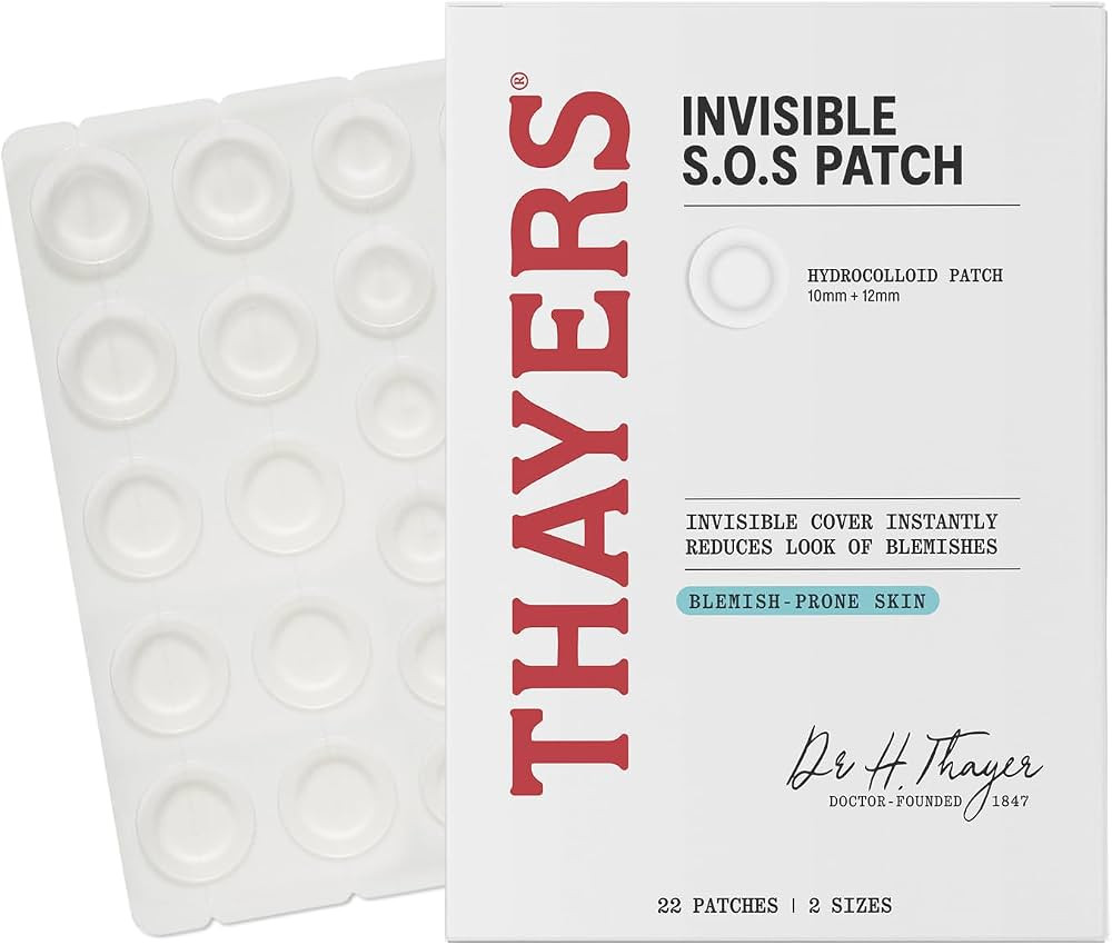 THAYERS Invisible S.O.S Hydrocolloid Acne Pimple Patch, Ultra-Thin Design Instantly Reduces Look ... | Amazon (US)