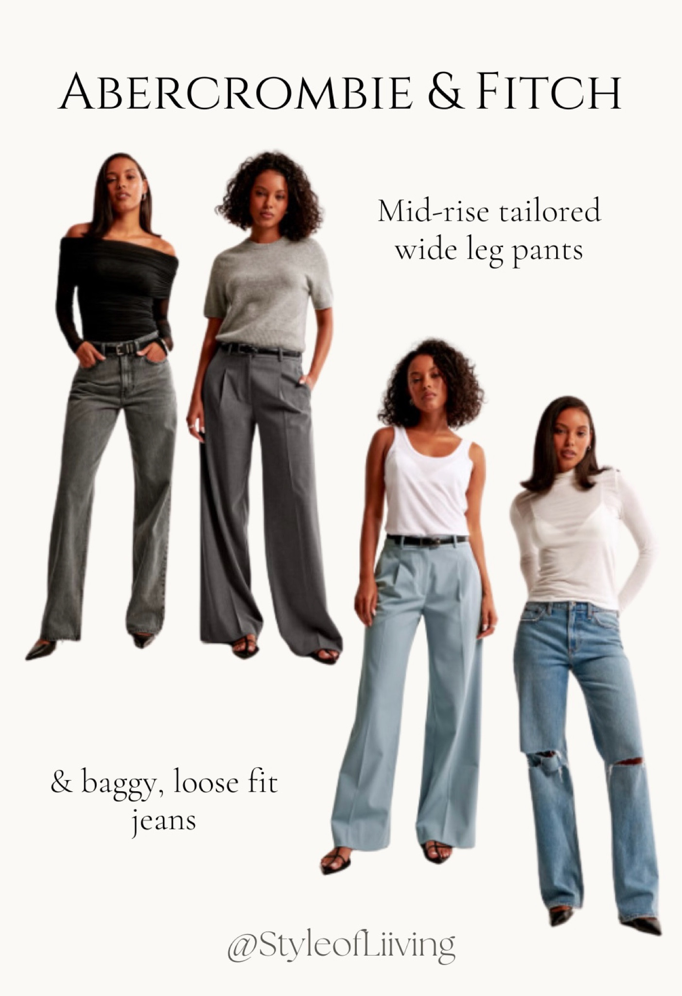 Abercrombie and Fitch women’s fashion! Tailored wide leg pants and baggy, loose fit pants. #fallfashion 

#LTKStyleTip #LTKWorkwear #LTKFindsUnder100