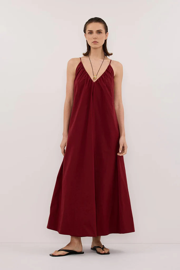 LIANA SAHARA SLEEVELESS POPLIN TENT MIDI DRESS | DISSH