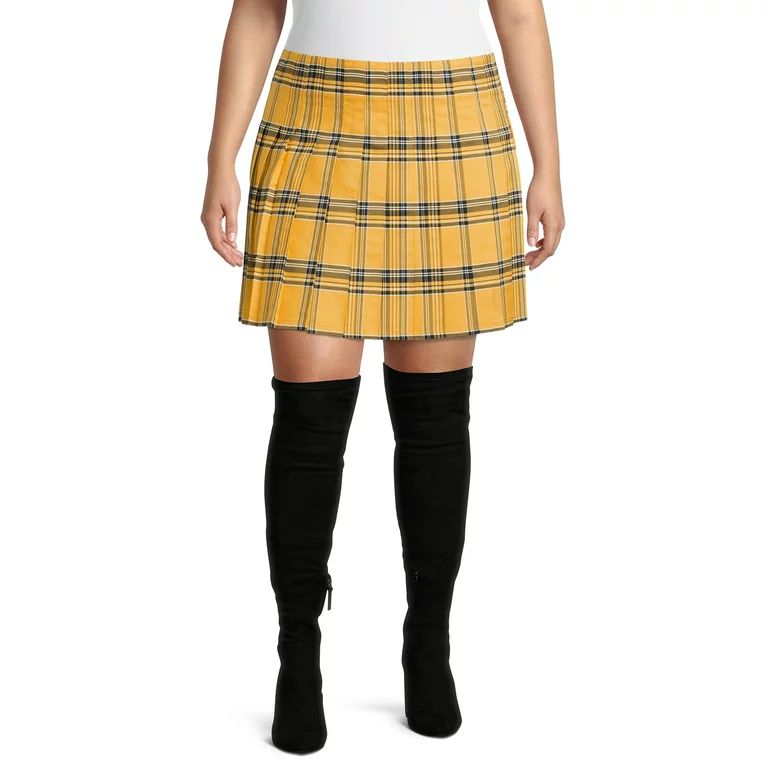 No Boundaries Juniors' Plus Size Plaid Mini Tennis Skirt - Walmart.com | Walmart (US)