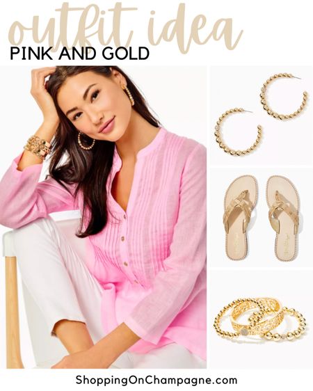 Vacation Outfit! Be ready for surf, sand, and warm weather with a pink linen tunic, white jeans, and gold sandals and jewelry ✨


#LTKSeasonal #LTKstyletip #LTKtravel