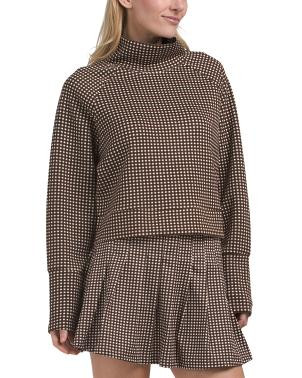 Gingham Printed Weekend Mock Neck Top | TJ Maxx