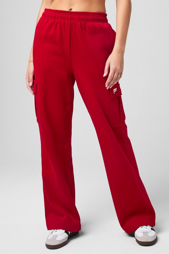 Cozy Fleece Wide Leg Cargo Sweatpant | Fabletics - North America