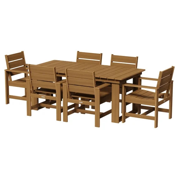 Better Homes & Gardens Ezra 7-Piece Outdoor HDPE Dining Set, Teak | Walmart (US)