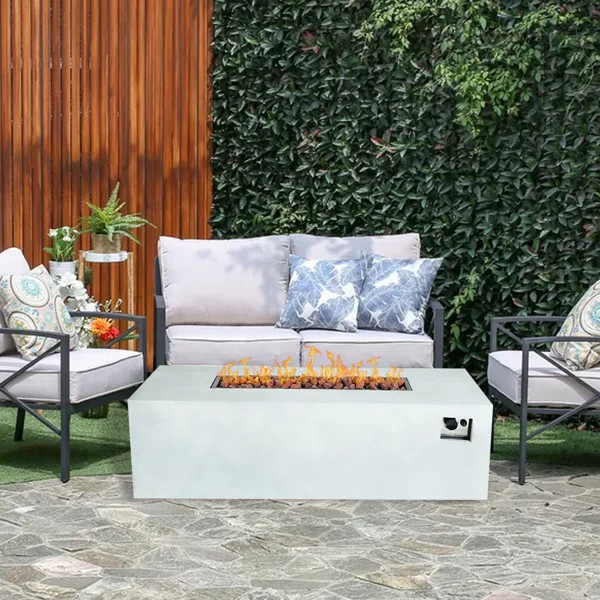 60''Rectangular Propane Fire Pit, Suitable For Garden, Courtyard, Terrace, With Lava Stone | Wayfair North America