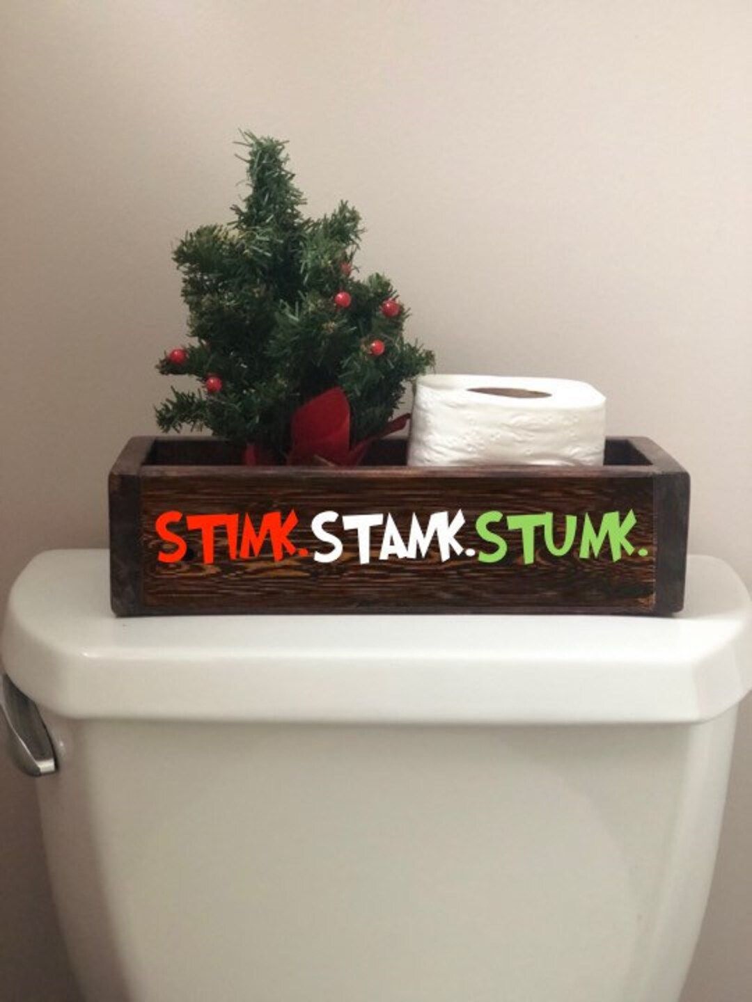 Christmas Box, Stink Stank Stunk, Funny Christmas Bathroom Decor, Bathroom Humor, Rustic Home Dec... | Etsy (US)