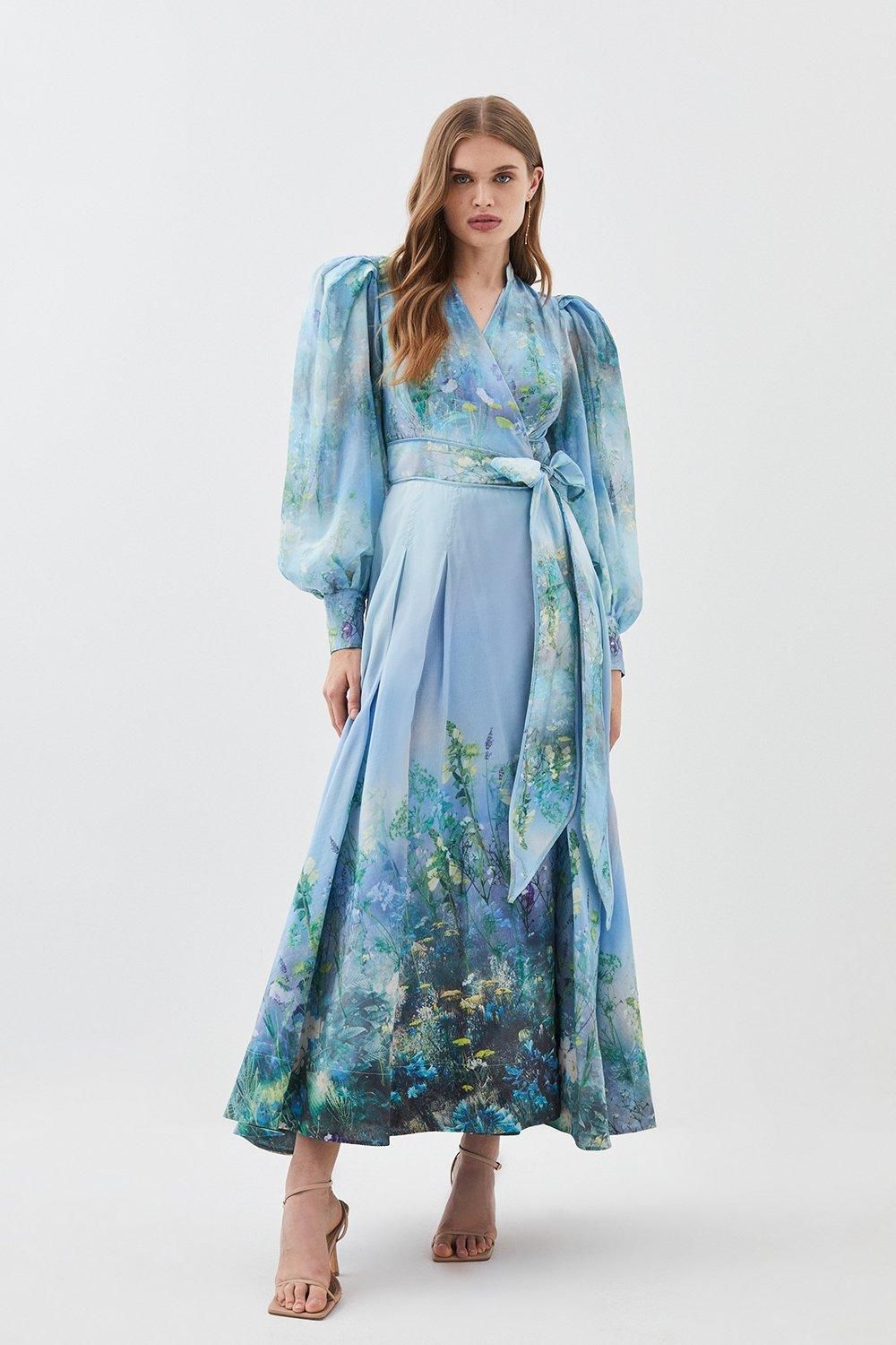 Lydia Millen Silk Cotton Scenic Floral Maxi Dress | Karen Millen US