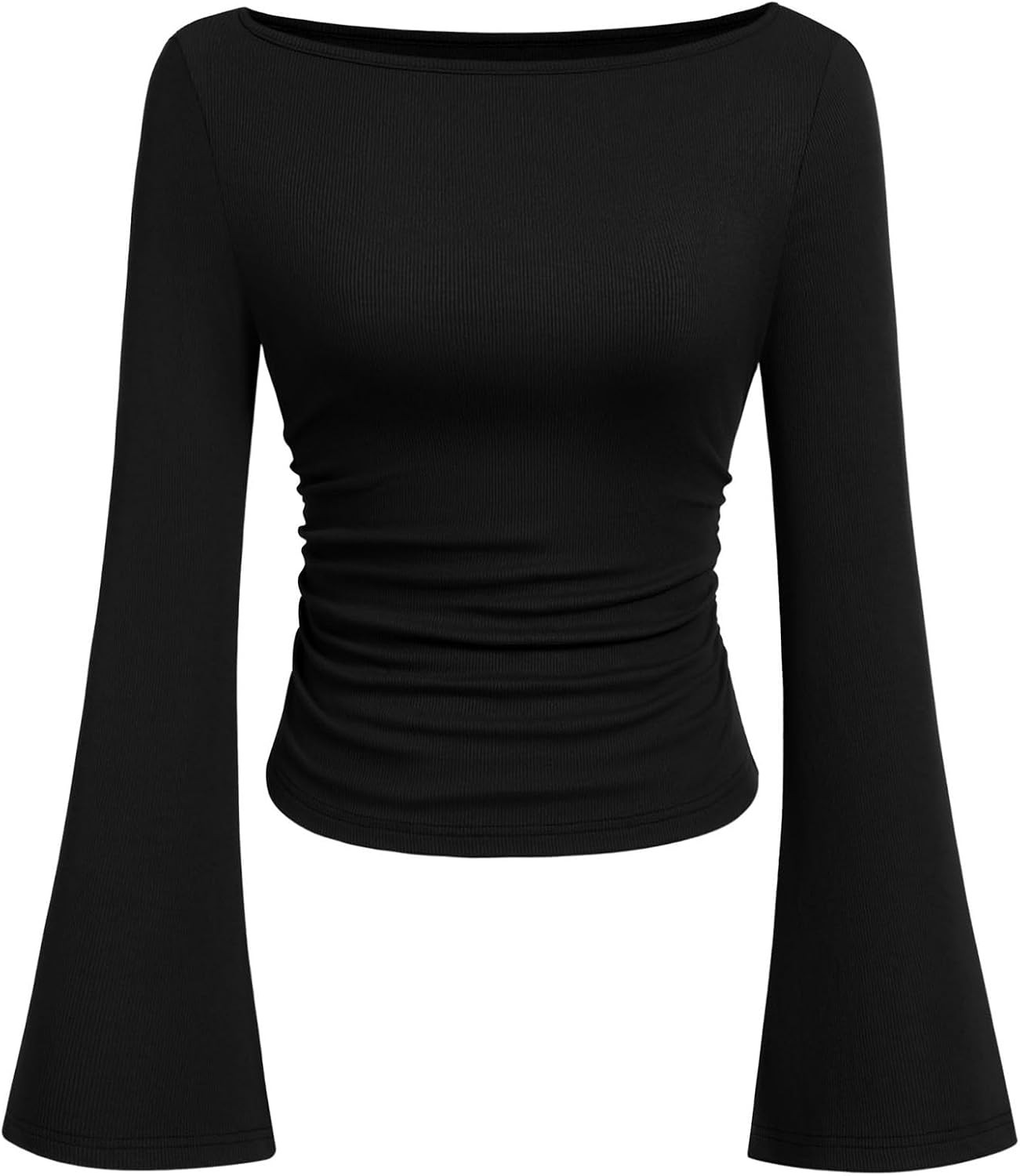 PRETTYGARDEN Womens Bell Long Sleeve Ribbed Knit Tops | Amazon (US)