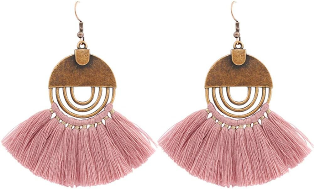 Flairs New York Faux Fur Pom Pom Tassel Drop Dangle Earrings Set | Amazon (US)