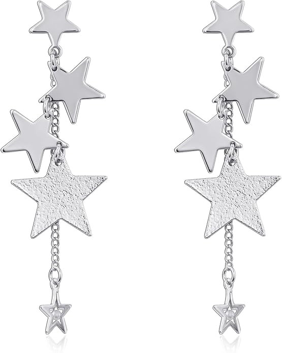 Hypoallergenic Sparkly Big Star dangle Earrings Long Tassel Stud Earrings Dangling Celestial Jewe... | Amazon (US)