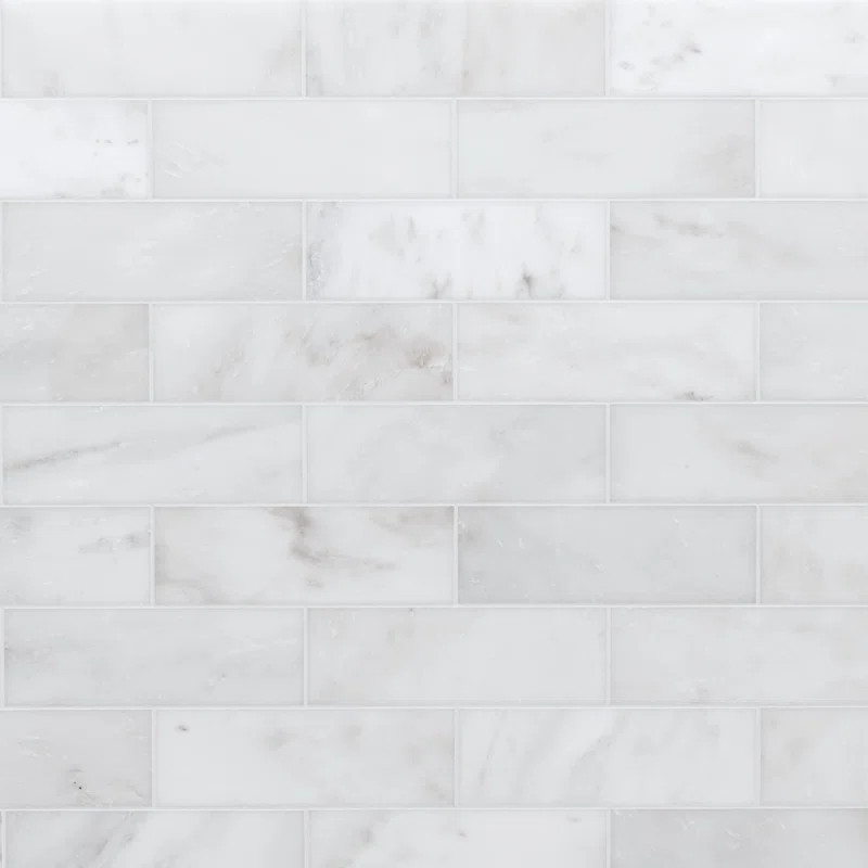 Arabescato Carrara 4" x 12" Honed Marble Floor and Wall Tile | Wayfair North America