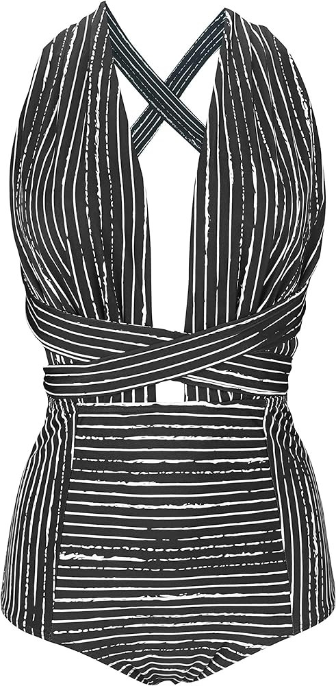 COCOSHIP Retro One Piece Backless Bather Swimsuit High Waisted Pin Up Swimwear(FBA) | Amazon (US)