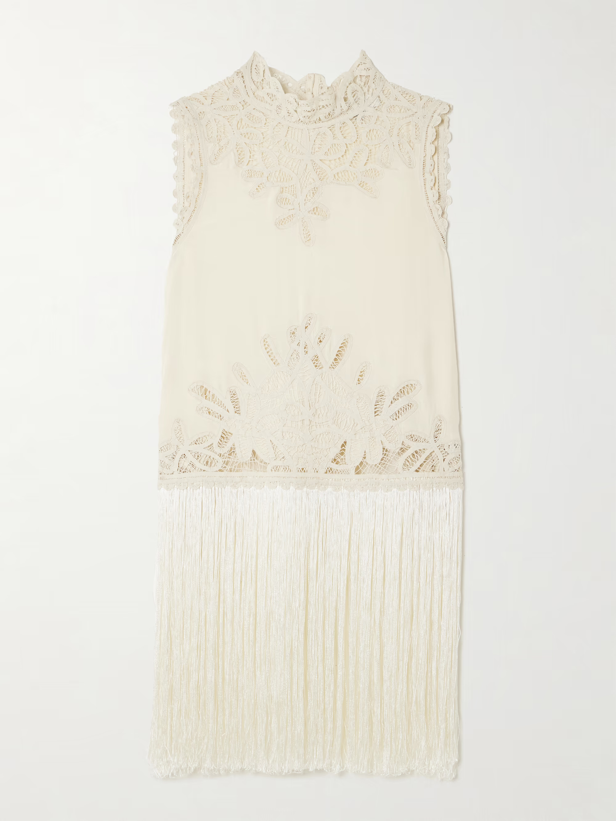 Adelina tie-side fringed lace-paneled woven top | NET-A-PORTER (UK & EU)