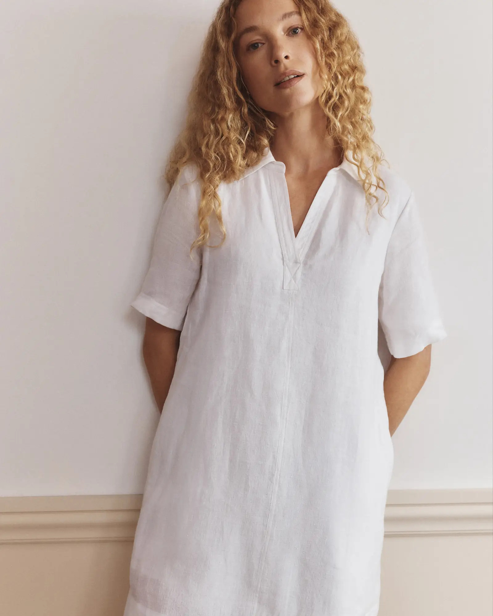 100% European Linen Popover Mini Dress | Quince