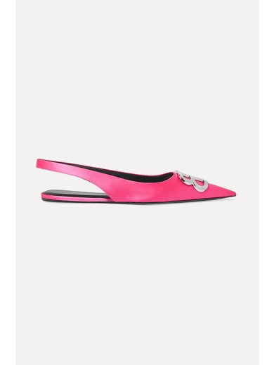 Knife logo-embellished satin point-toe flats | NET-A-PORTER (US)
