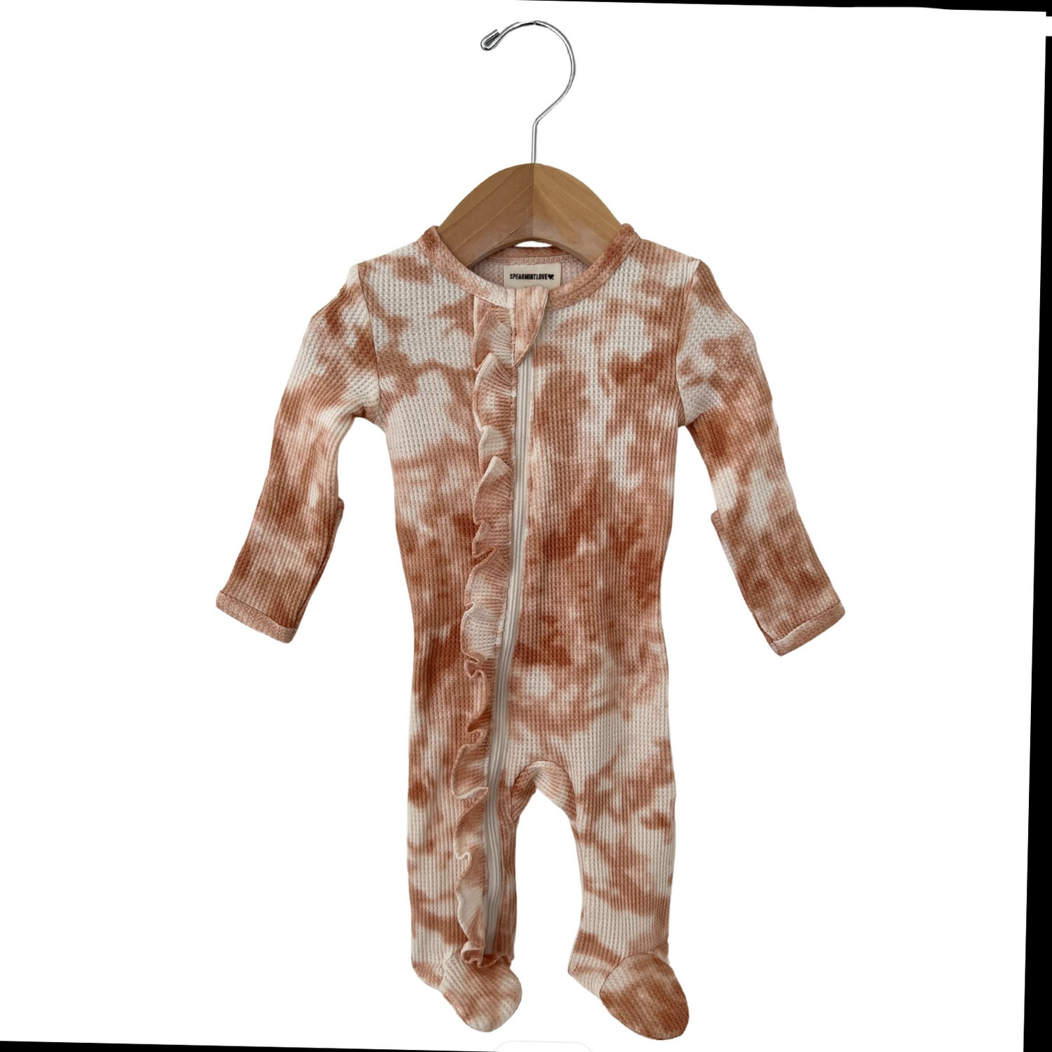 Organic Waffle Ruffle Zip Footie, Spice Tie Dye | SpearmintLOVE