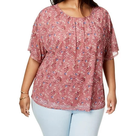 Eyeshadow Womens Trendy Plus Size Floral-Print Top;1X | Walmart (US)
