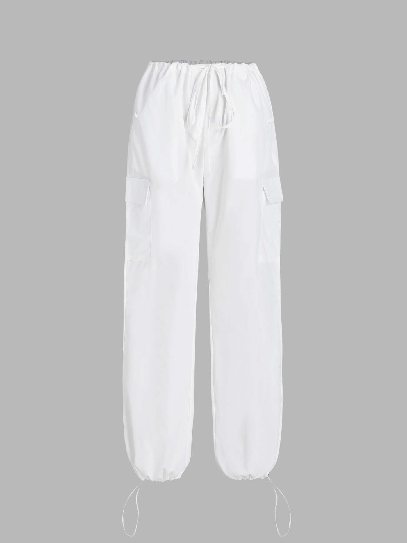 Slim Version Solid Low-Rise Parachute Cargo Pants | Cider