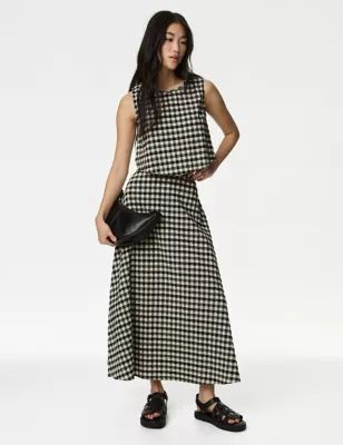 Cotton Blend Checked Top | Marks & Spencer (UK)