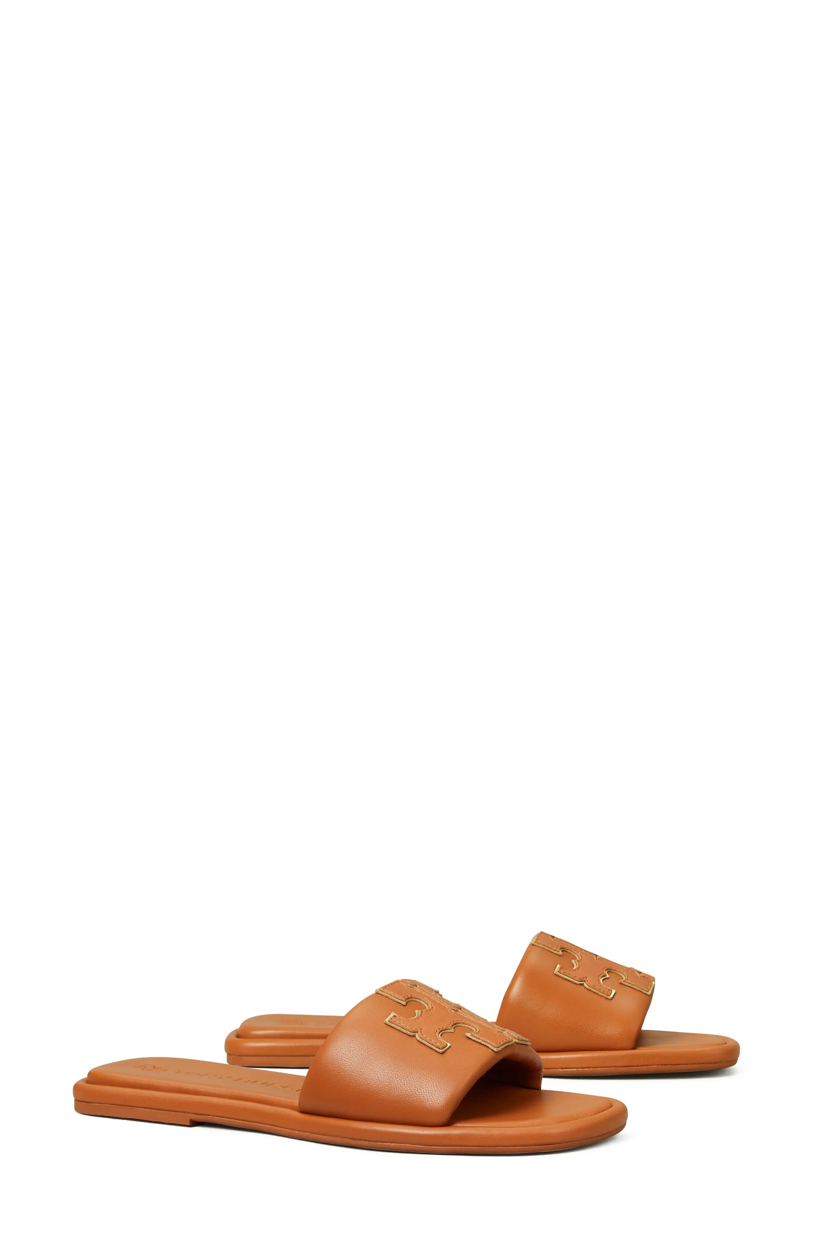 Tory Burch Double T Sport Slide Sandal in Aged Camello /Gold at Nordstrom, Size 10 | Nordstrom