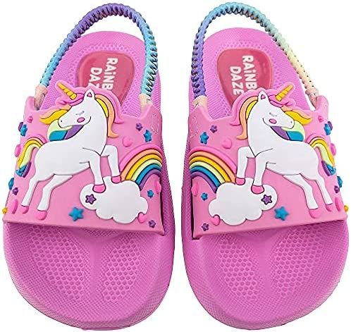 Rainbow Daze Slide Sandal, Mermaid/Shark/Unicorn Molded Slides with Elastic Back Strap, Toddler S... | Amazon (US)