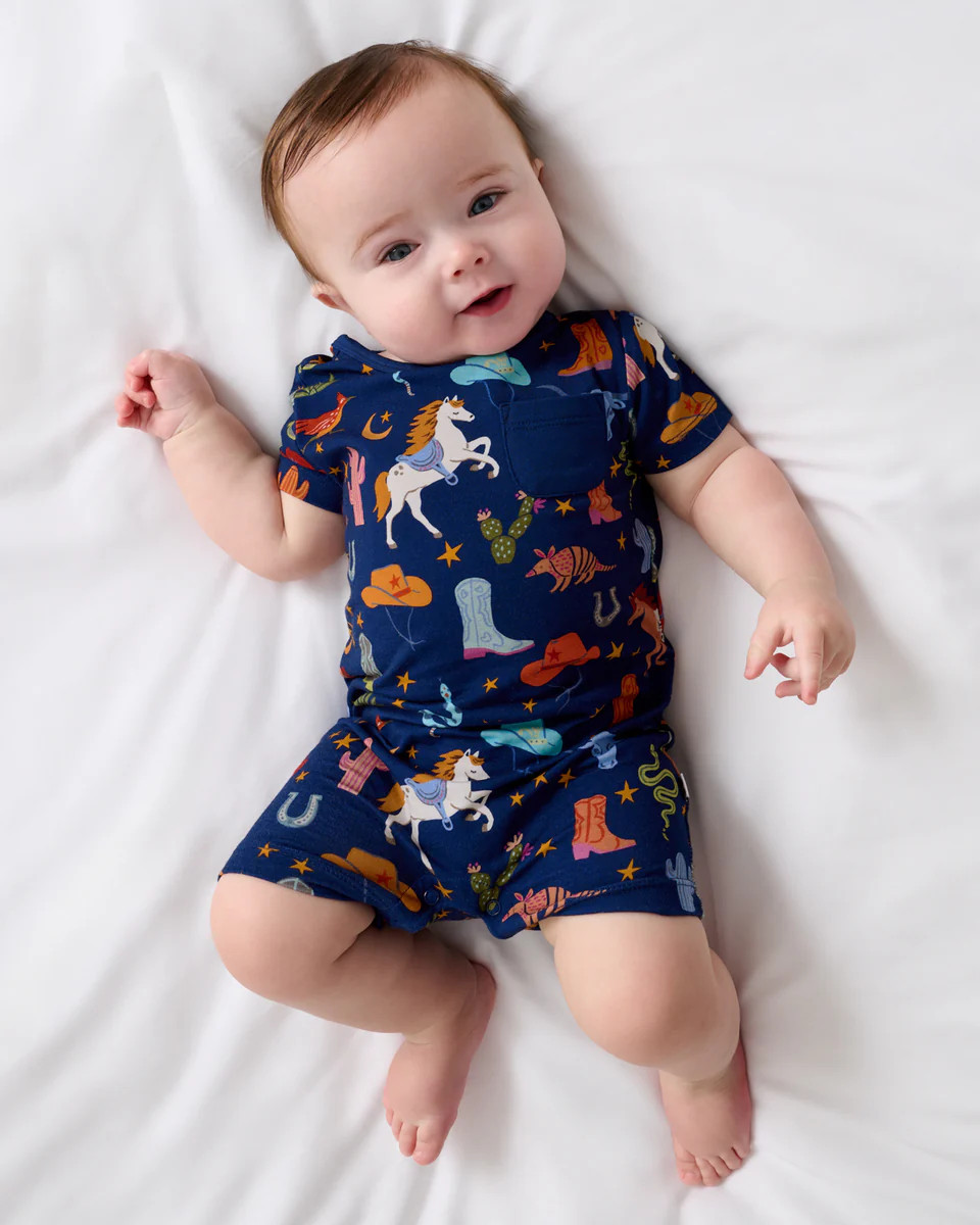 Blue Rancher Roundup Pocket Shorty Romper | Little Sleepies